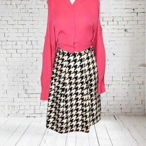 Vintage Merona Large Houndstooth Pattern Pleated Skirt